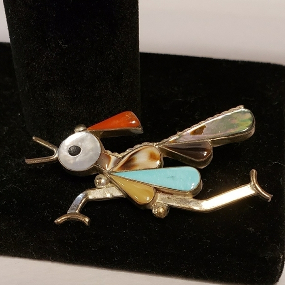 Vintage ZUNI ROADRUNNER Brooch  & Pendant - Picture 6 of 7